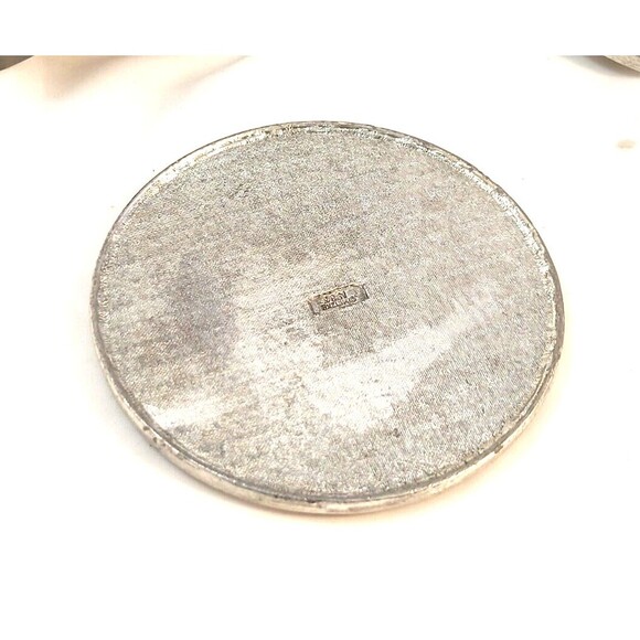 Vintage Metzke 4 Pewter Metal Round Coasters Flower design with tin box 1984 - Picture 5 of 5